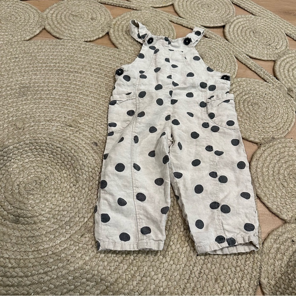 ZARA KIDS POLKA DOT LINEN JUMPSUIT 2/3Y - Picture 5 of 6